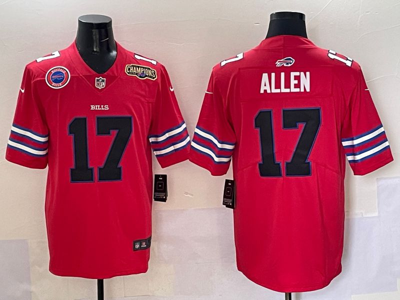 Men 2025 Buffalo Bills #17 Allen Red Throwback Nike Limited NFL Jersey style 3